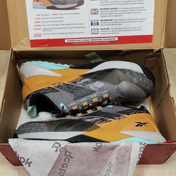 Reebok Nano Adventure X1 Gray Orange Athletic Work Shoes Men 9 Wide Composite - Picture 13 of 13